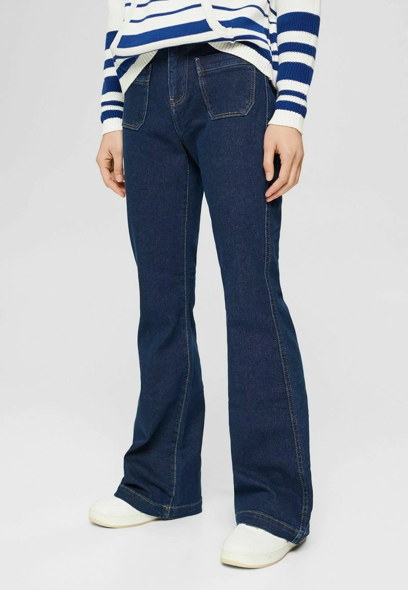 Esprit Damen Flared Jeans - Blue Dark Washed 3 Esprit Damen Flared Jeans - Blue Dark Washed