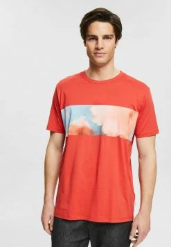 Esprit Herren AW CNECK SS - T-Shirt Print - Red Orange