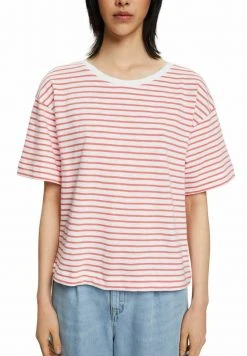 Esprit Damen MIT STREIFENMUSTER - T-Shirt Print - Coral Red -Esprit Verkäufe 2024 2f234161b94b4bee8f72700cca82029d
