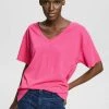 Esprit Damen MIT V AUSSCHNITT - T-Shirt Basic - Pink Fuchsia