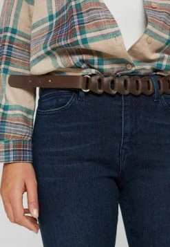 Esprit Damen Flechtgürtel - Dark Brown