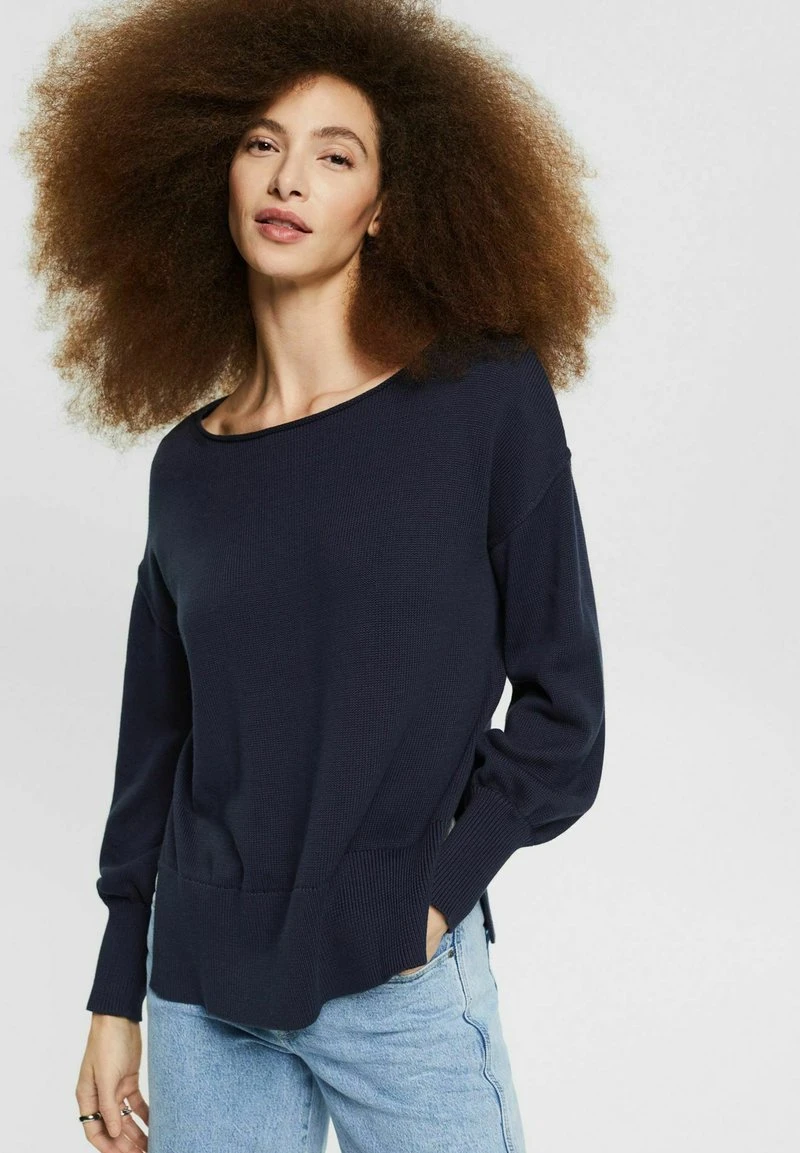 Esprit Damen MIT SCHLITZEN - Strickpullover - Navy 3 Esprit Damen MIT SCHLITZEN - Strickpullover - Navy