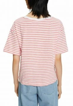 Esprit Damen MIT STREIFENMUSTER - T-Shirt Print - Coral Red -Esprit Verkäufe 2024 4ba328e78e2946de8988011170be0c45