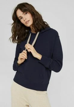 Esprit Damen MIT KONTRASTFARBENER KORDEL - Kapuzenpullover - Navy