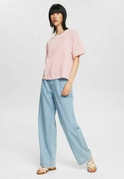 Esprit Damen MIT STREIFENMUSTER - T-Shirt Print - Coral Red -Esprit Verkäufe 2024 589e1de7d4c44623a0f122d8af986e58