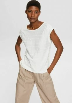 Esprit Damen MIT STRUKTURS - T-Shirt Print - Off White