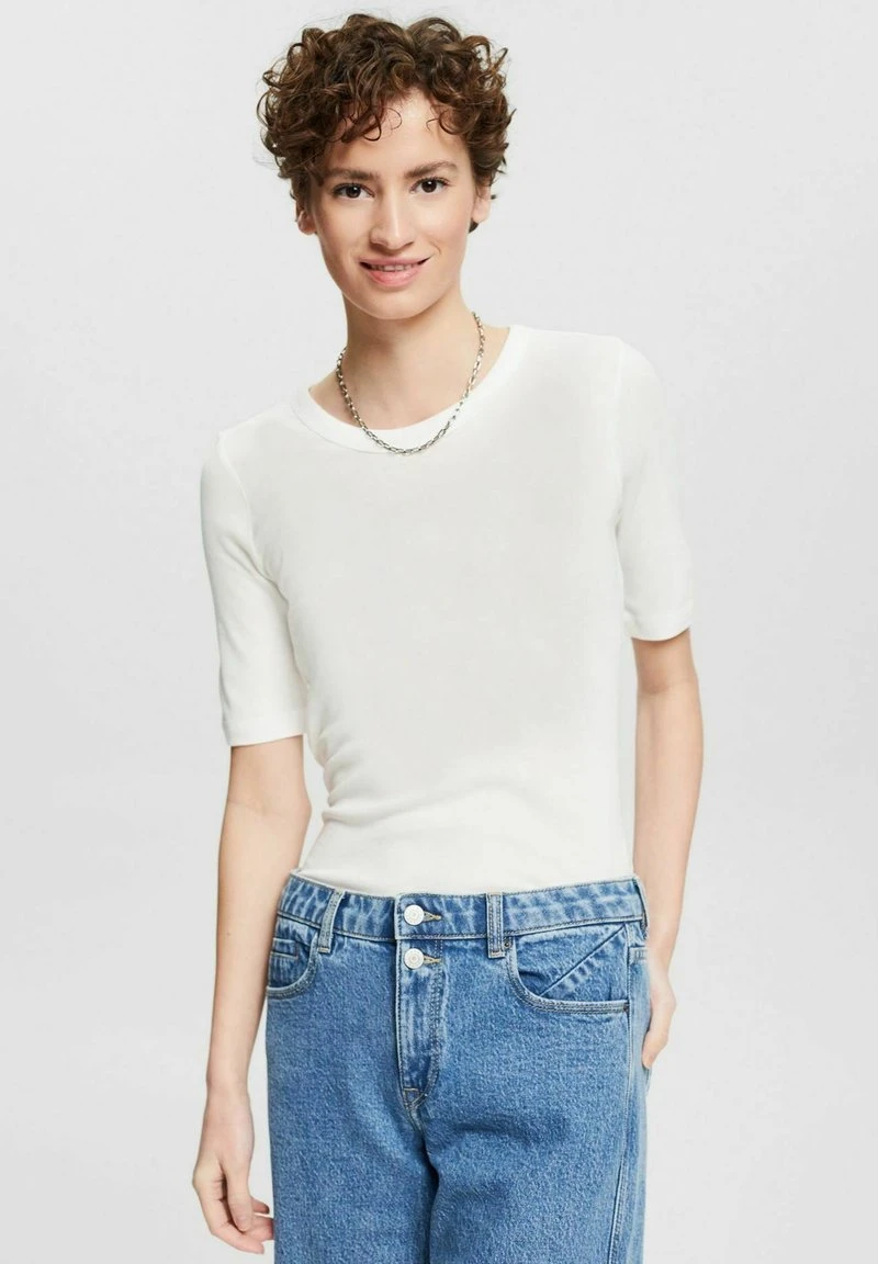 Esprit Damen T-Shirt Basic - Off White 3 Esprit Damen T-Shirt Basic - Off White