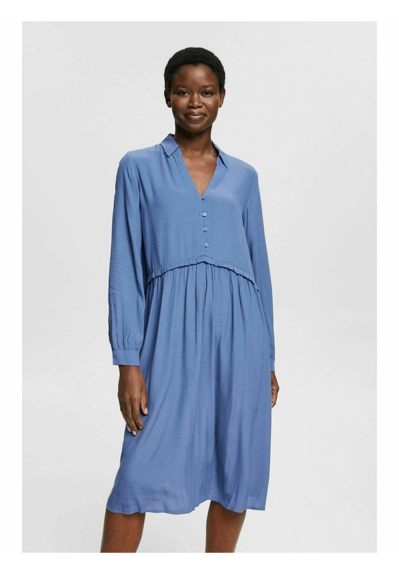 Esprit Damen MIT RÜSCHENKANTE - Blusenkleid - Blue Lavender 3 Esprit Damen MIT RÜSCHENKANTE - Blusenkleid - Blue Lavender