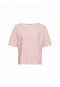Esprit Damen MIT STREIFENMUSTER - T-Shirt Print - Coral Red -Esprit Verkäufe 2024 886ee84609754f079ce0b84fe1acc5c1