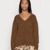 Esprit Damen SWEATERS V NECK - Strickpullover - Toffee