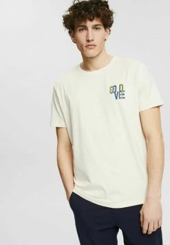 Esprit Herren T-Shirt Print - Cream Beige
