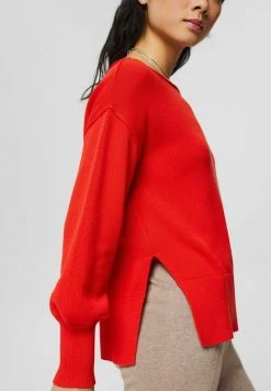 Esprit Damen MIT SCHLITZEN - Strickpullover - Orange Red -Esprit Verkäufe 2024 9e4d4fb745604098982f78d228a84d02