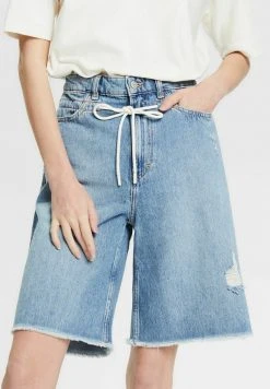 Esprit Damen MIT KORDELZUG - Jeans Shorts - Blue Medium Washed