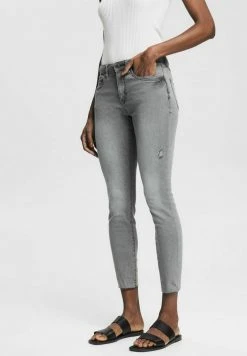 Esprit Damen MIT DESTROYED-EFFEKTEN - Jeans Slim Fit - Grey Light Wash