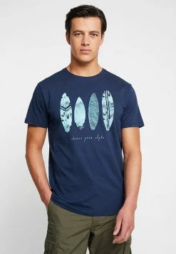 Esprit Herren FEATHER - T-Shirt Print - Navy