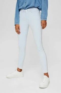 Esprit Damen STRETCHMIT SEITLICHEN ZIERSTREIFEN - Stoffhose - Pastel Blue