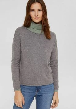 Esprit Damen MIT ROLLSAUM - Strickpullover - Gunmetal