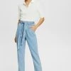 Esprit Damen PAPERBAG - Jeans Straight Leg - Blue Medium Washed