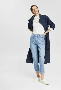Esprit Damen IM USED-LOOK - Jeans Relaxed Fit - Blue Light Washed