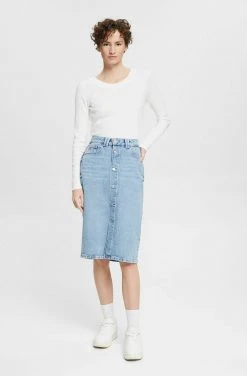Esprit MIT KNOPFLEISTE - Bleistiftrock - Blue Medium Washed | Damen -Esprit Verkäufe 2024 c6ef1409fc2141cebf8dc7b24f501ada