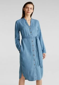 Esprit Damen AUS TENCEL™: KLEID IM DENIM-LOOK - Blusenkleid - Blue Light Washed
