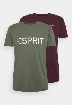 Esprit Herren 2 PACK - T-Shirt Print - Bordeaux/khaki Green