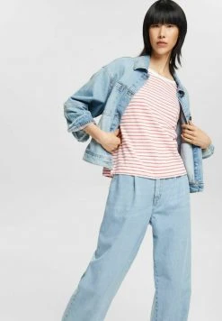 Esprit Damen MIT STREIFENMUSTER - T-Shirt Print - Coral Red -Esprit Verkäufe 2024 d4d72723168147628be80069aaee7300