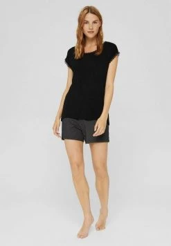 Esprit Damen PYJAMA - Nachtwäsche Shirt - Black -Esprit Verkäufe 2024 d5578a3a220843bd8441cd22eb321757