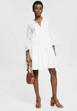 Esprit Damen LOCHSPITZE UND STICKEREI - Freizeitkleid - White