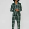 Esprit CHECK LONGSLEEVE LONG PANTS - Nachtwäsche Set - Dark Teal Green | Damen -Esprit Verkäufe 2024 e602710da58741648185908abff796af