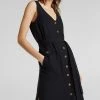 Esprit LEINEN-MIX: KLEID MIT KNOPFLEISTE - Freizeitkleid - Black | Damen -Esprit Verkäufe 2024 e915d579031344a0ba057370a276f9bc
