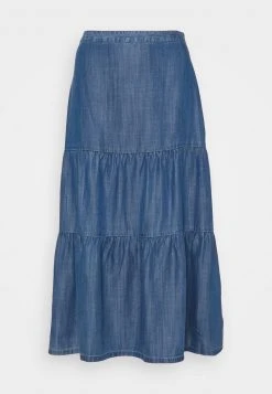 Esprit Damen Faltenrock - Blue Medium Wash