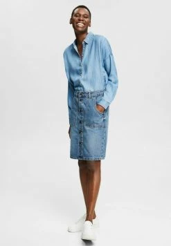 Esprit Damen MIT KNOPFLEISTE - Jeansrock - Blue Medium Washed -Esprit Verkäufe 2024 eed5fbb85e1a49f89c907f0720963f69
