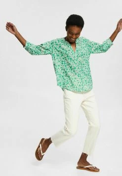 Esprit Damen GEMUSTERTE MIT 3/4 ÄRMELN - Bluse - Mint -Esprit Verkäufe 2024 ef02f3e002c14c029e3ed5ba61c94dac
