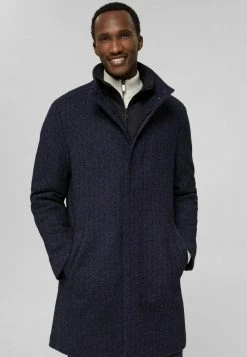 Esprit Herren Klassischer Mantel - Mottled Dark Blue