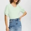 Esprit Damen MIT GERAFFTEN SCHULTERN - T-Shirt Basic - Pastel Green -Esprit Verkäufe 2024 f5e4260217534e45b43f9d4825d06c1a