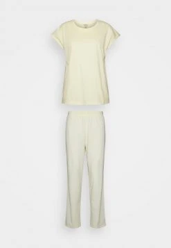 Esprit Damen EVERYDAY SHORTSLEEVE STRIPED PANTS - Nachtwäsche Set - Pastel Yellow
